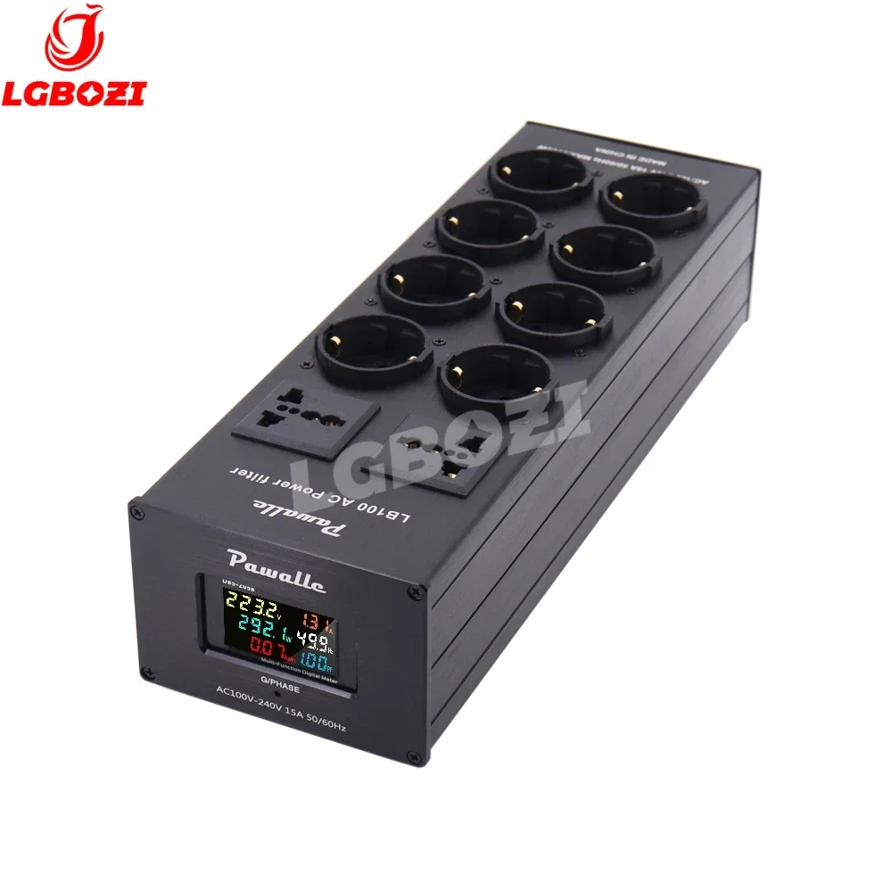 LGBOZI Power Filter Lightning Protection Surge Proof Socket Voltage Multi-function Display Compatible with EU/UK/AU Plug