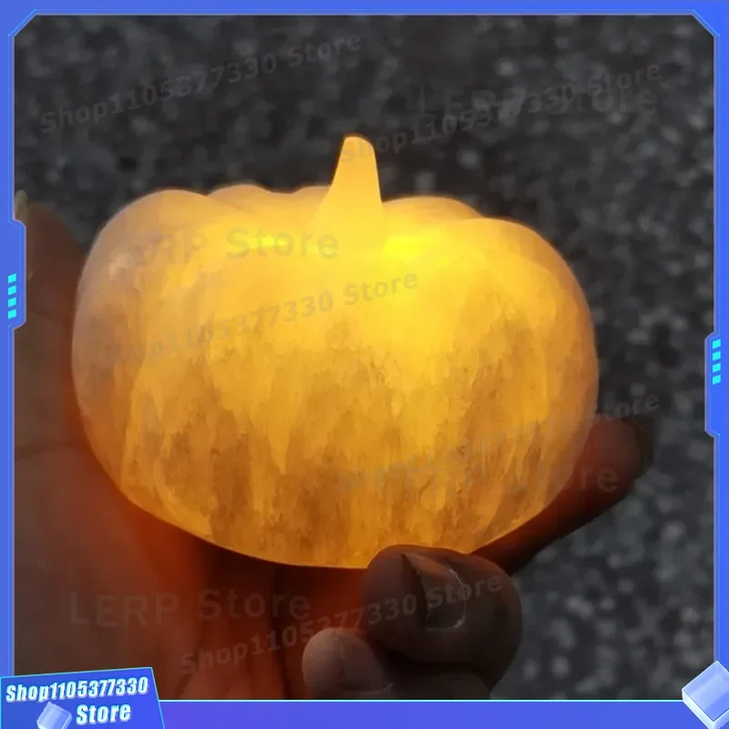 Transparent Crystal Gypsum Pumpkin Night Light LED Charging Lamp Festival Handicraft Ornament Bedroom Atmosphere Decorative