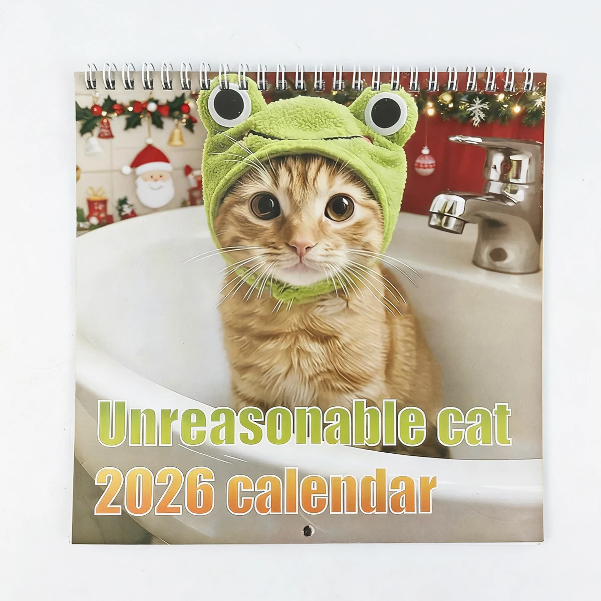 

Планировщик календаря с милым котом на 2026 год с ежемесячными макетами — января по декабрь, подарок на день рождения и праздник, Рождество, Хэллоуин