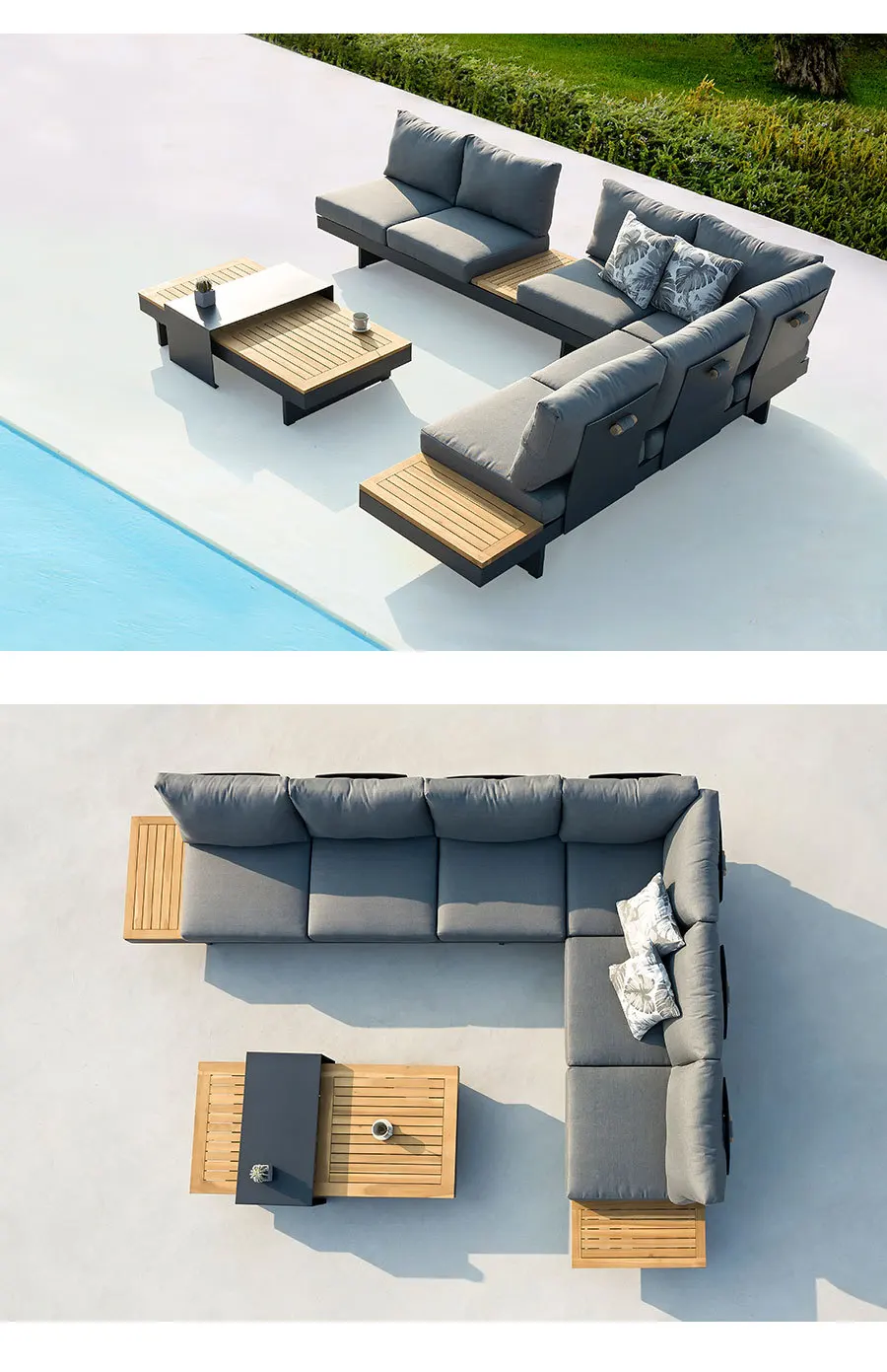 Outdoor Garden Garden Furniture Luxury Plastic Wood Sofa Set Home Leisure Sofa Combination Terrace Furniture Outdoor