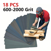 18pcs Multi-Grit Sandpaper Kit - 600 to 2000 Grit Wet/Dry Abrasive Sheets for Woodworking, Metal & Auto Body Polishing