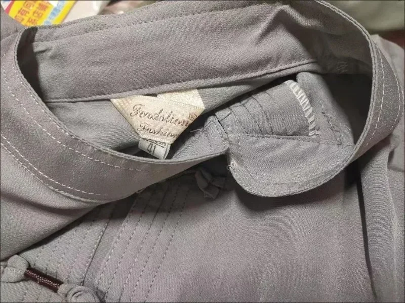 مجموعة الملابس الصينية التقليدية رجل الخريف الكتان مشبك الكونغ فو قميص الشرقية الرجعية أعلى السراويل تاي تشي تنفس الزي الرسمي Hanfu #5