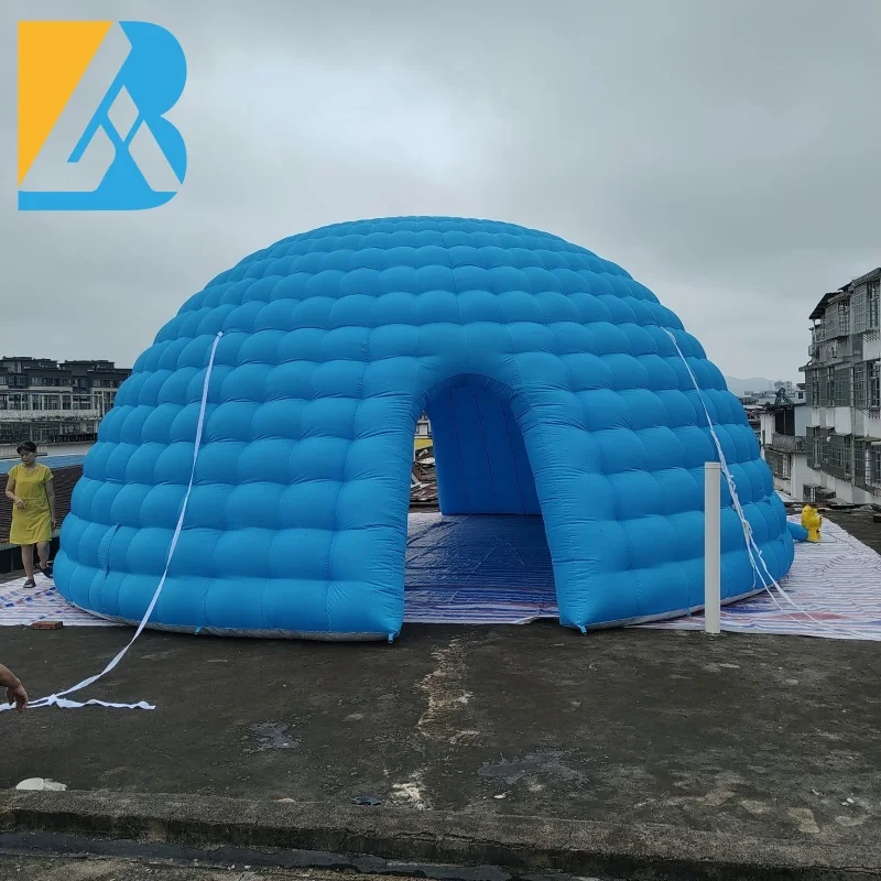 Barraca iglu portátil inflável azul claro espaço para eventos de festa privada para brinquedos de aluguel de eventos corporativos