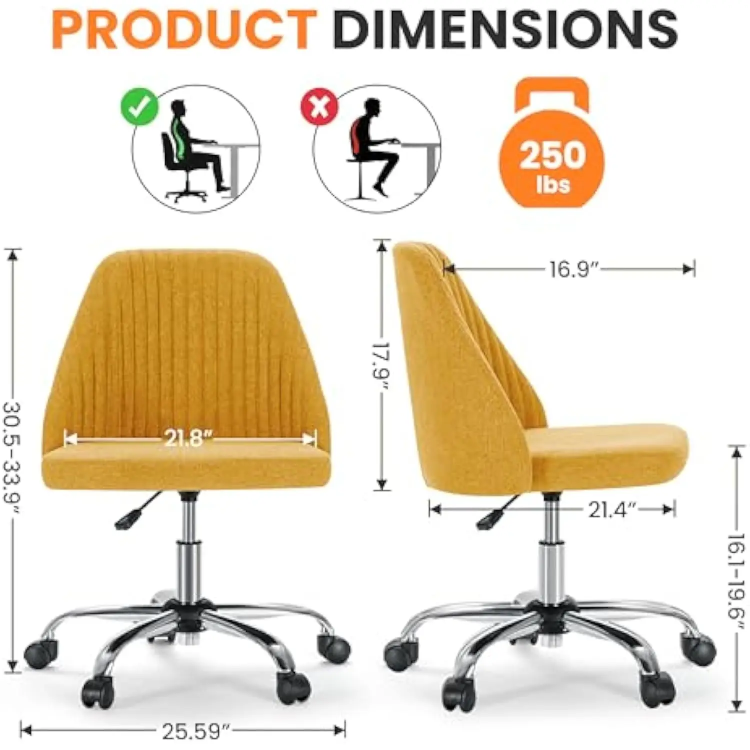 

Офисный настольный стул со спинкой и колесами. Компьютерный тканевый стул. Удобный туалетный столик без подлокотников с регулируемой высотой и поворотным механизмом.