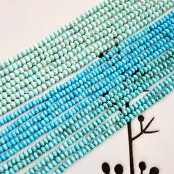 HEJI Half String Natural Turquoise 2x3mm 7.5 inch/18cm Faceted Rondelle Tiny Seed Beads Jewelry Making DIY For Women