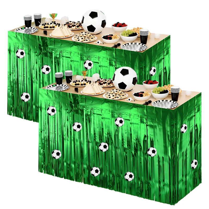 

Soccer Party Tassel Table Skirt with Football Sticker for Kids Adults Sports Theme Birthday Party Decoration Supplies Tablecloth
