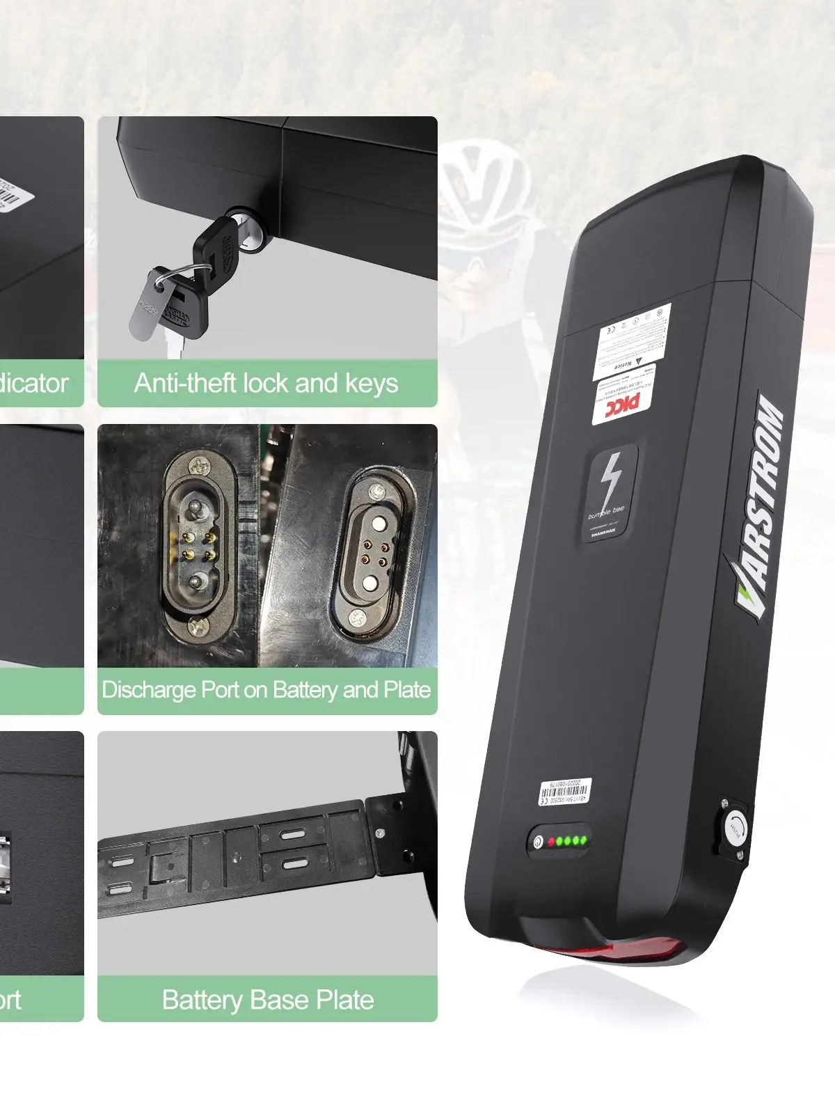 36 V 20.8AH Achterrek eboot Batterij Lithium Batterij 18650 21700 48 V 17.5Ah voor Elektrische cyclus 250 W 500 W 750 W W - afbeelding 2