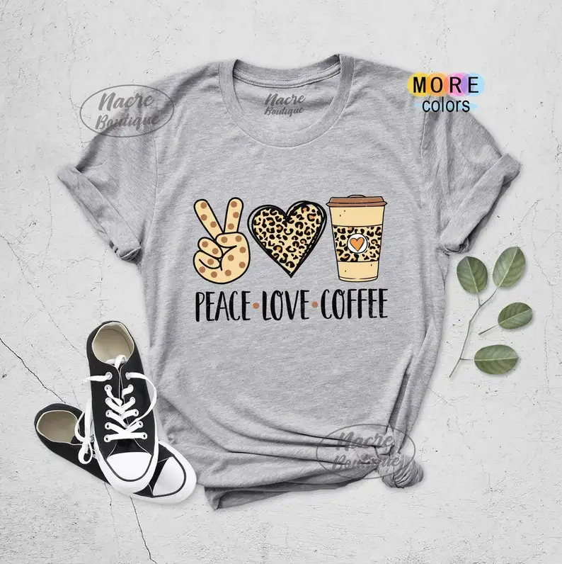 Camisetas de café de amor de la paz y2k, ropa kawaii para mujer, camisetas gráficas, tops y2k