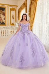 Off the Shoulder 3D Flowers Appuliques Organza Quinceanera Dresses Ball Gown Floor Length Sweetheart Sparkly Party Dress