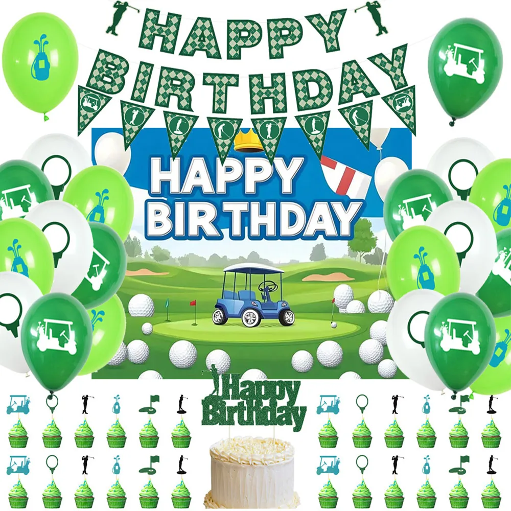 

Golf Sports Competition Theme Adult Man Boy Birthday Party Decor Balloons Banner For Baby Shower Portrait Photography Backdrop