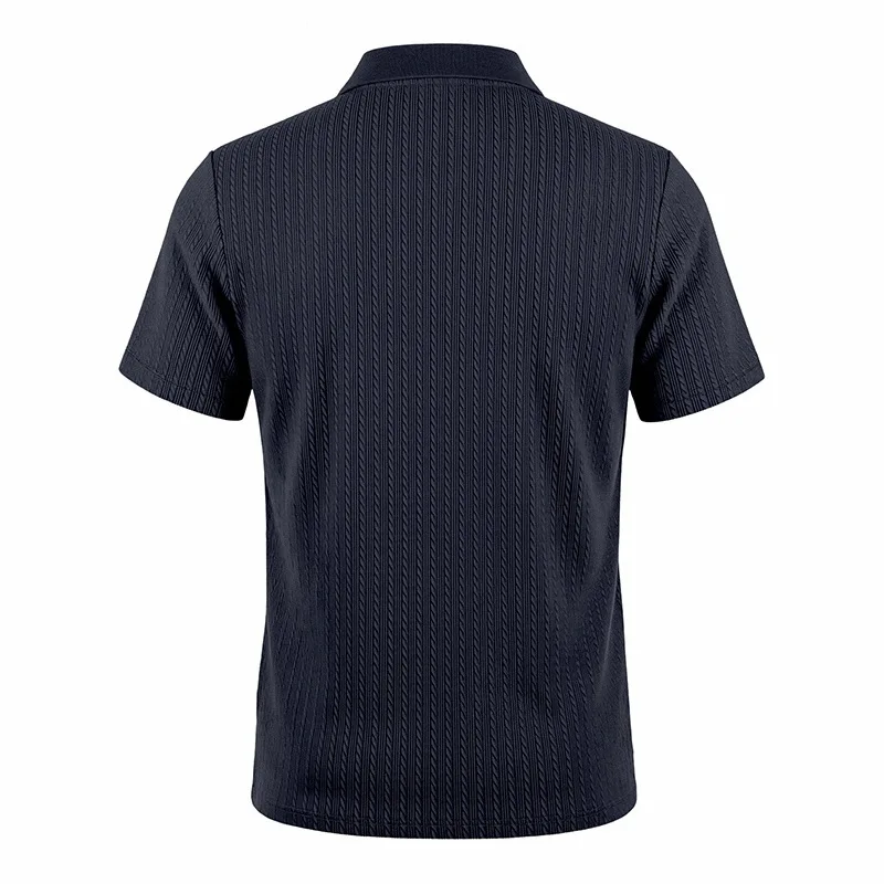 Europäisches und amerikanisches Sommer-Herren-Polohemd mit lockerem Jacquard-Strickmuster, geknöpft, kurzärmelig, auf Lager – Detail 20