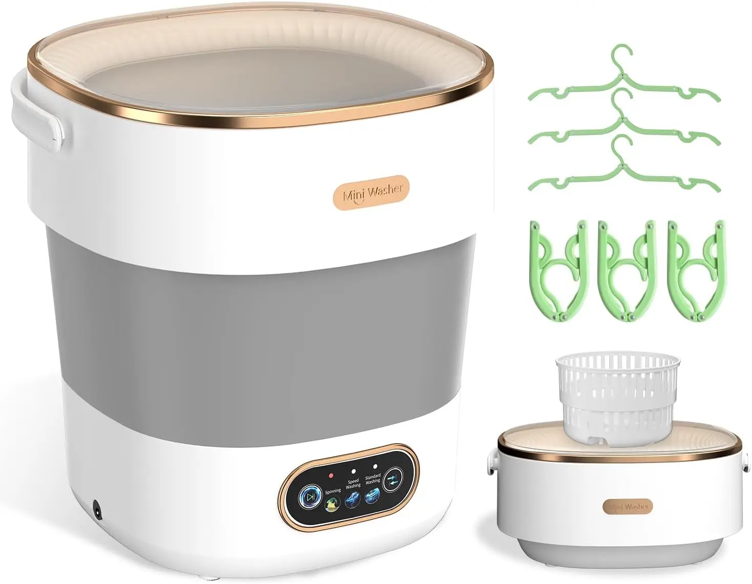 

Portable White Mini Washing Machine with Spin-Dryer, 16L Large Capacity, Ideal for Apartments, Dormitories, RV, and Travel