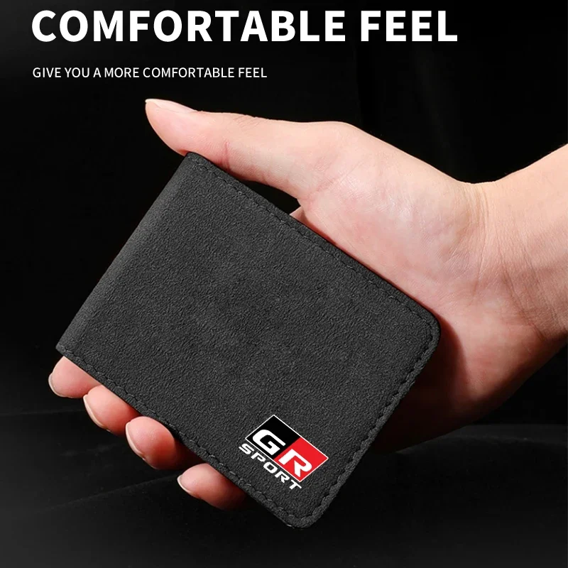 حامل رخصة القيادة من جلد الغزال حافظة رفيعة للغاية لبطاقة الهوية حامل بطاقة الائتمان لتويوتا سبورت GR Sport RAV4 C-HR أفينسيس برادو بريوس