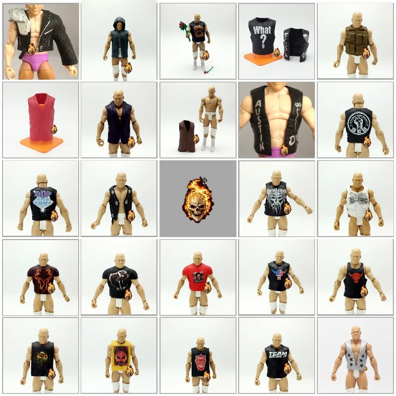 정품 레슬러 의류 인형 액세서리 코트 로브 망토 조끼 액션 피규어 컬렉션 관절 액세서리 가동형 인형 장난감 5