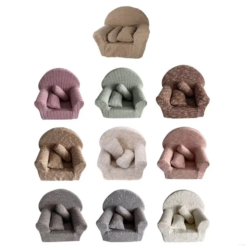 D55E 3 PCs Neugeborene Fotografie Requisiten Baby -Sofa Kissen Set Säuglingsfoto Posing Assist Stuhl Kissen