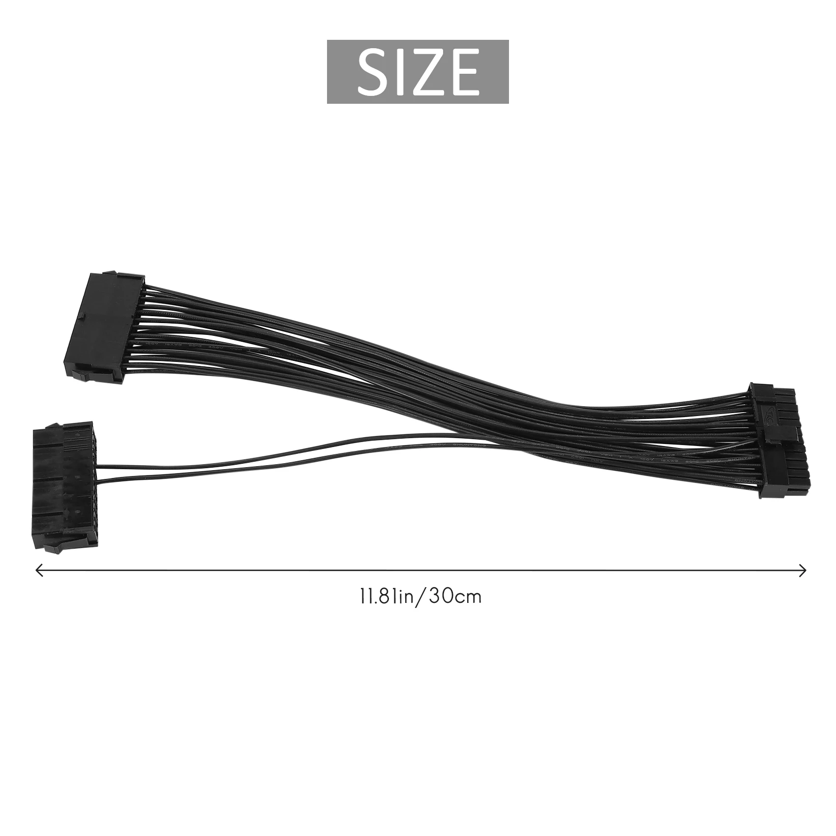 A29F-Power Divisor de fuente de alimentación, adaptador de cable dual PSU 24 pines 20 + 4 pines Adaptador de placa base ATX Cable de extensión Ad de minería dual de 24 pines