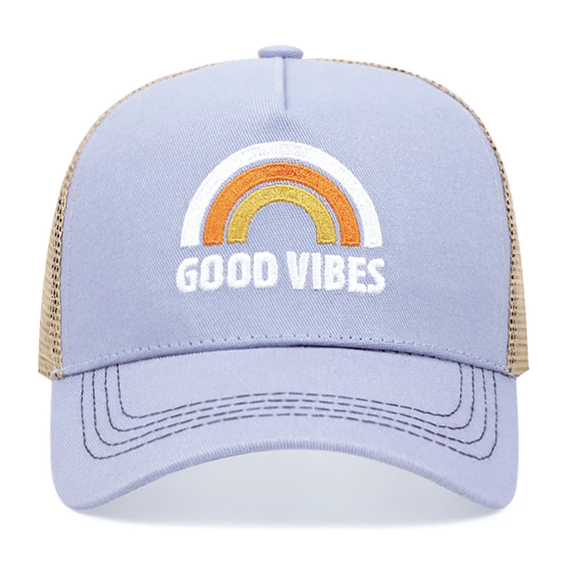 good vibes embroidery trucker hat men women baseball caps Shade mesh hat