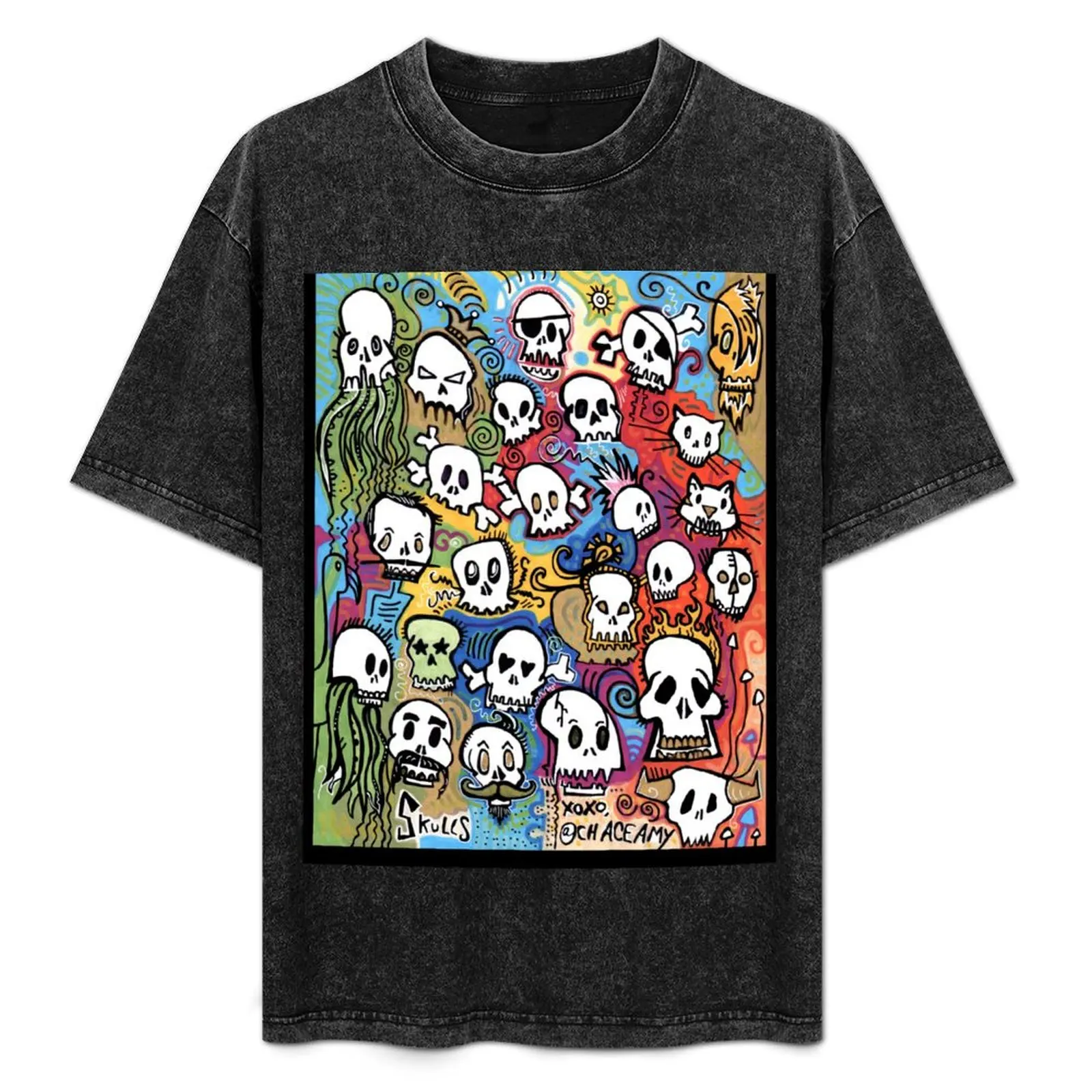 Hand drawn and colored Skulls Page 2022 T-Shirt summer tops customs design your own tees cheap stuff mens clothes