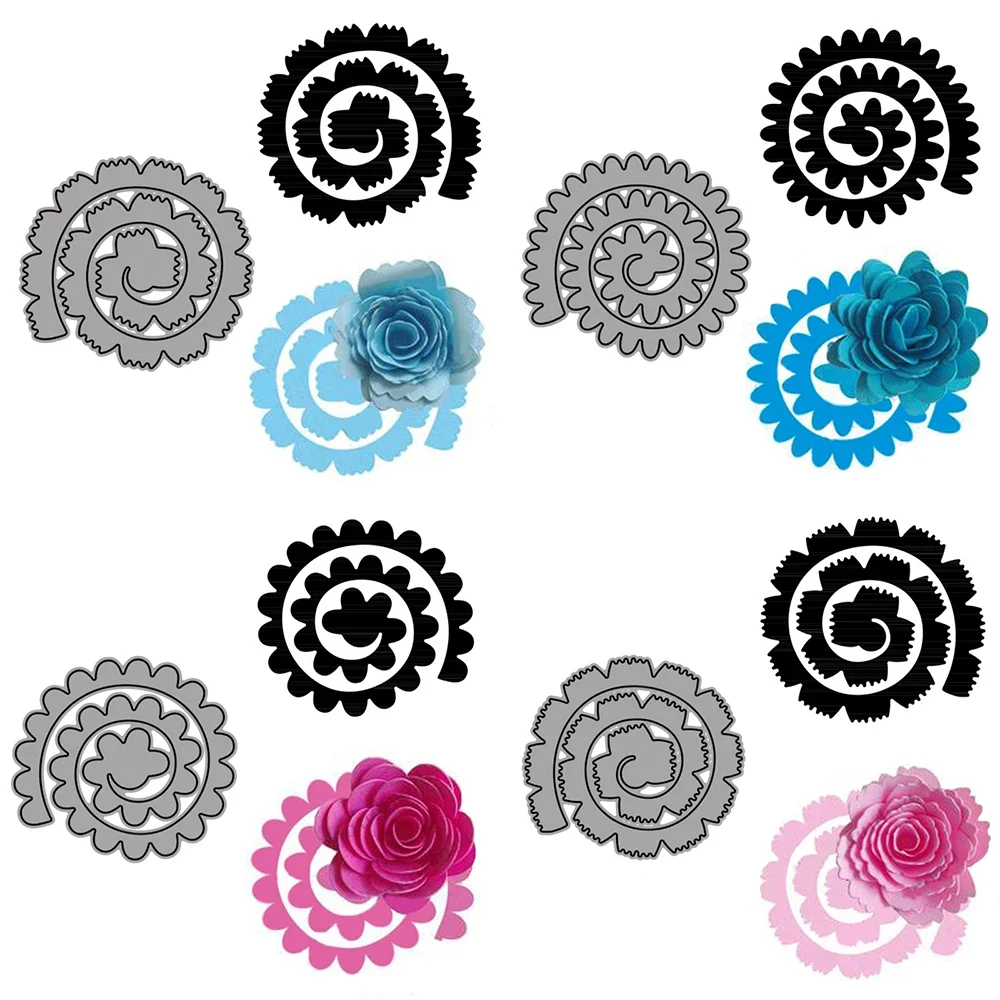 24 Styles Spiral Flower Metal Cutting Dies Scrapbook Embossing Circle Die Cuts Photo Album Cutter Paper DIY Craft Cutting Die