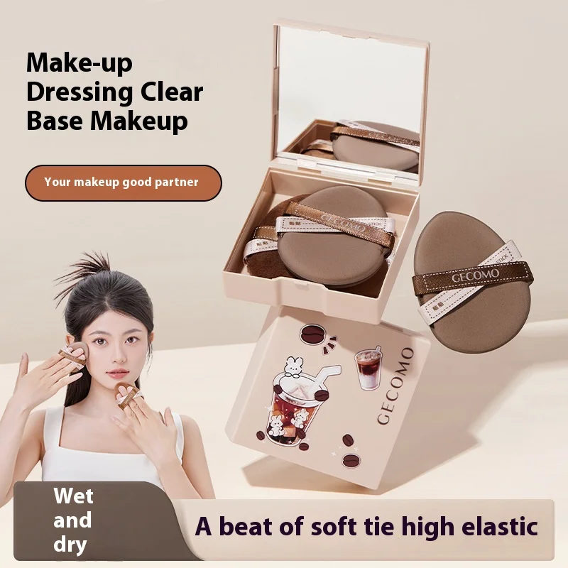 Beflocktes Puderquasten-Set für trockene und nasse Zwecke. Ultraweicher Q-Bullet-Make-up-Einstellschwamm, loses Puder, Luftkissen