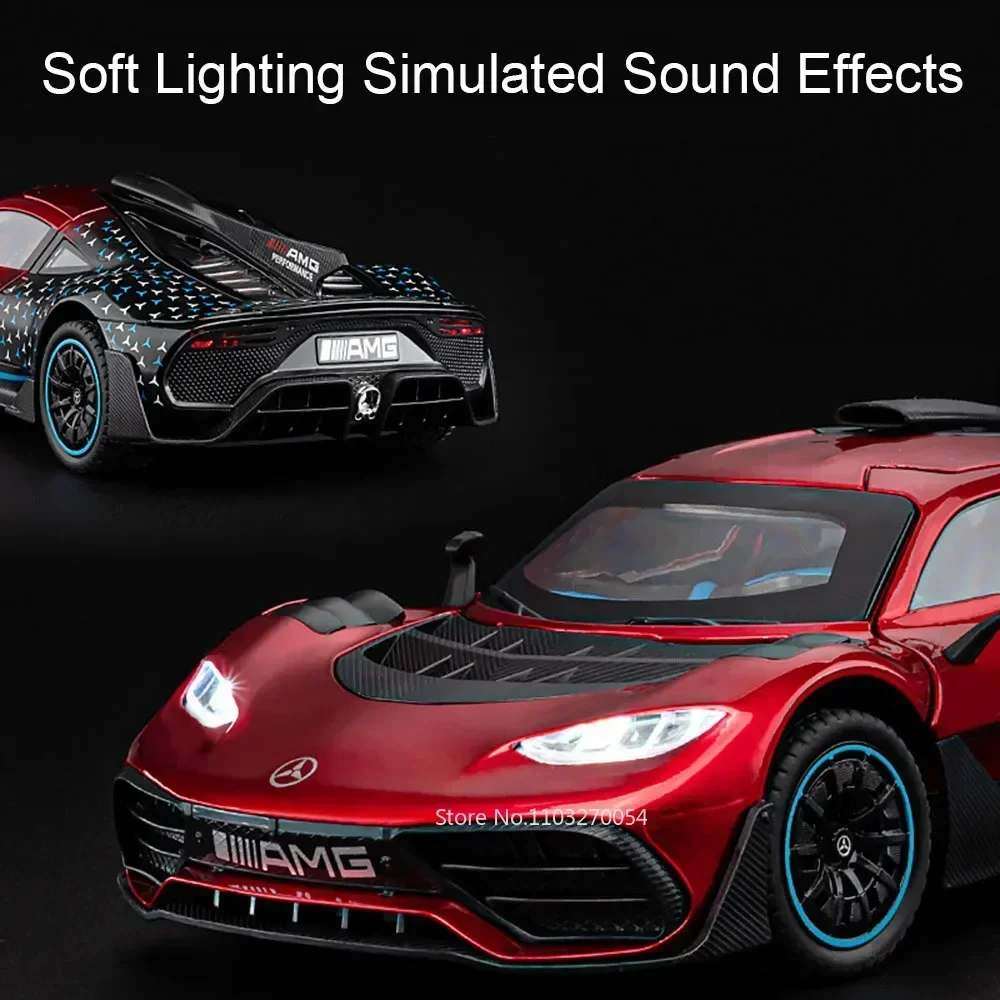 1:24 ONE SLS Alloy Sportscar Toys Model Diecast Vehice Sound Light Pull Back Doors Opened Rubber Tires for Kids Christmas Gifts
