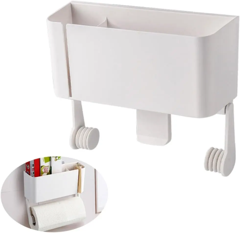 

Магнитный ящик для хранения, стойка для пищевой пленки, держатель для бумажных полотенец для холодильника, микроволновой печи, организованный дизайн для аккуратной кухни