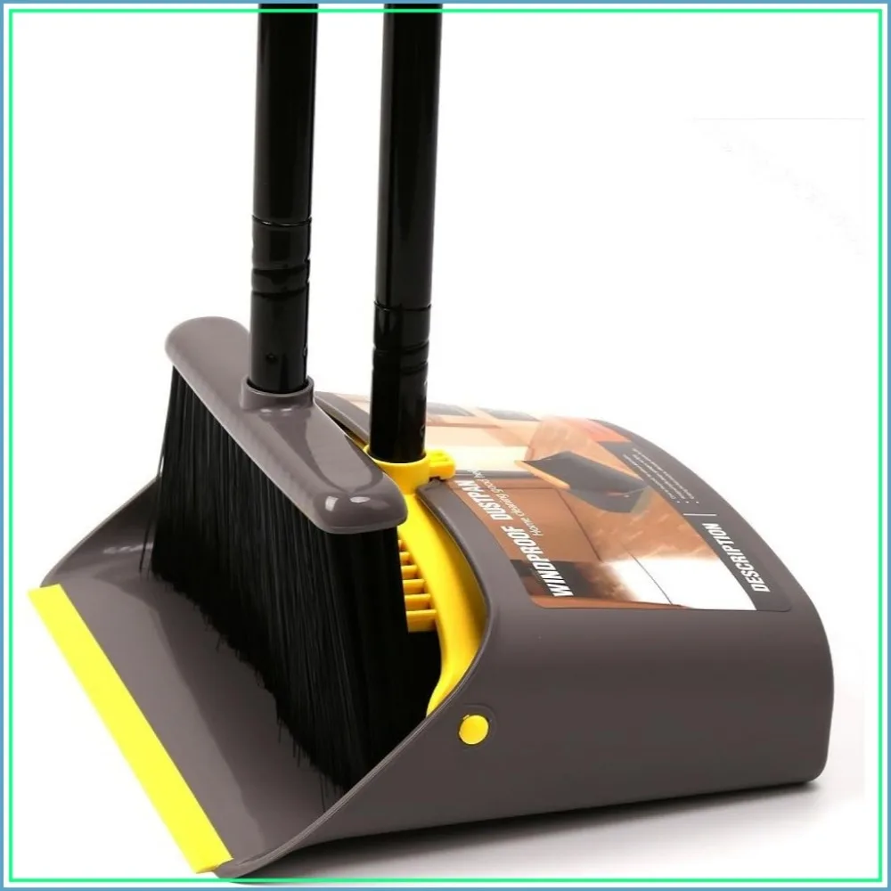 Broom with Dustpan Combo Set, Stand Up Dustpan Long Handle 40