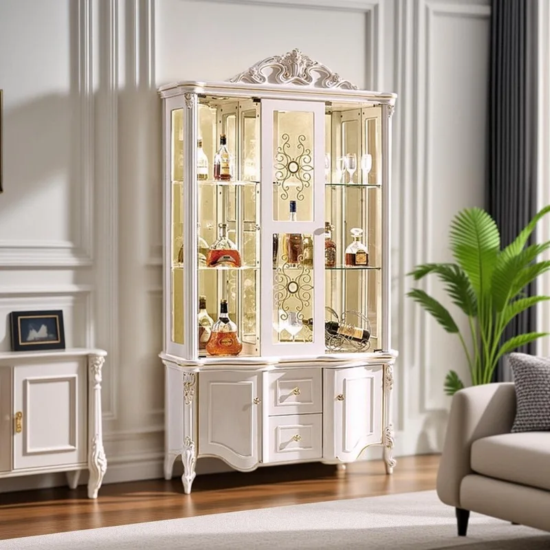 European wine cabinet light luxury high-end living room against the wall European glass jewelry cabinet display cabinet locker T