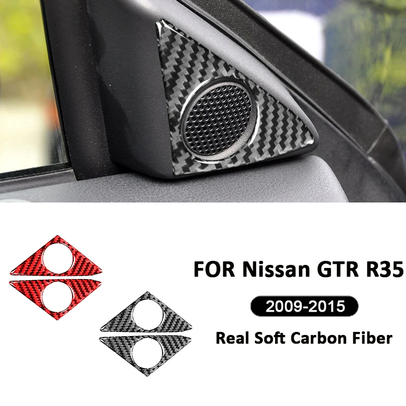 

For Nissan GTR R35 2009-2015 Carbon Fiber Car A-Pillar Audio Speaker Panel Trim Cover Decoration Sticker Interior Accessories