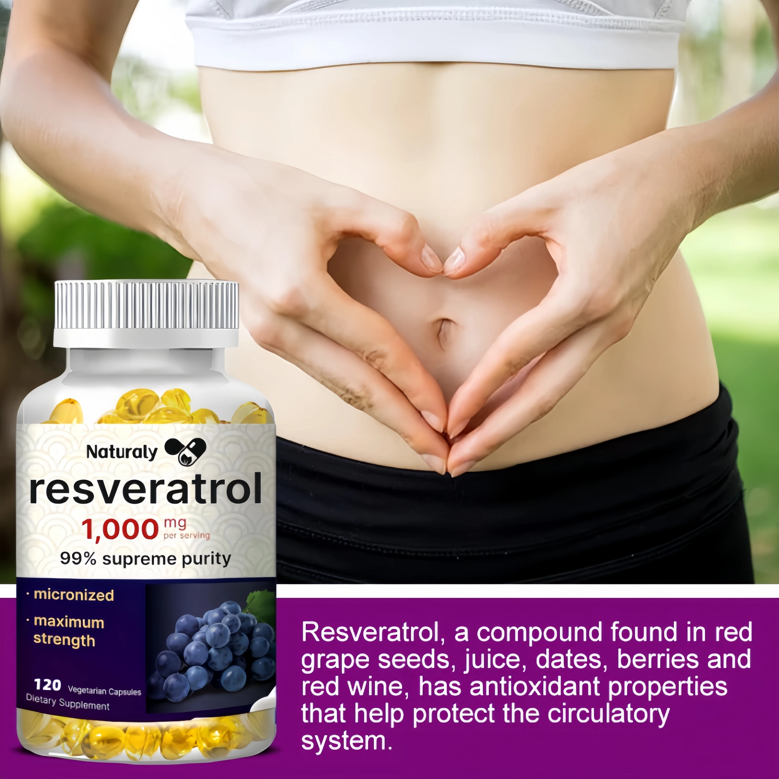 Resveratrol 1000 Mg - Helps Support Digestive Health and Immune System