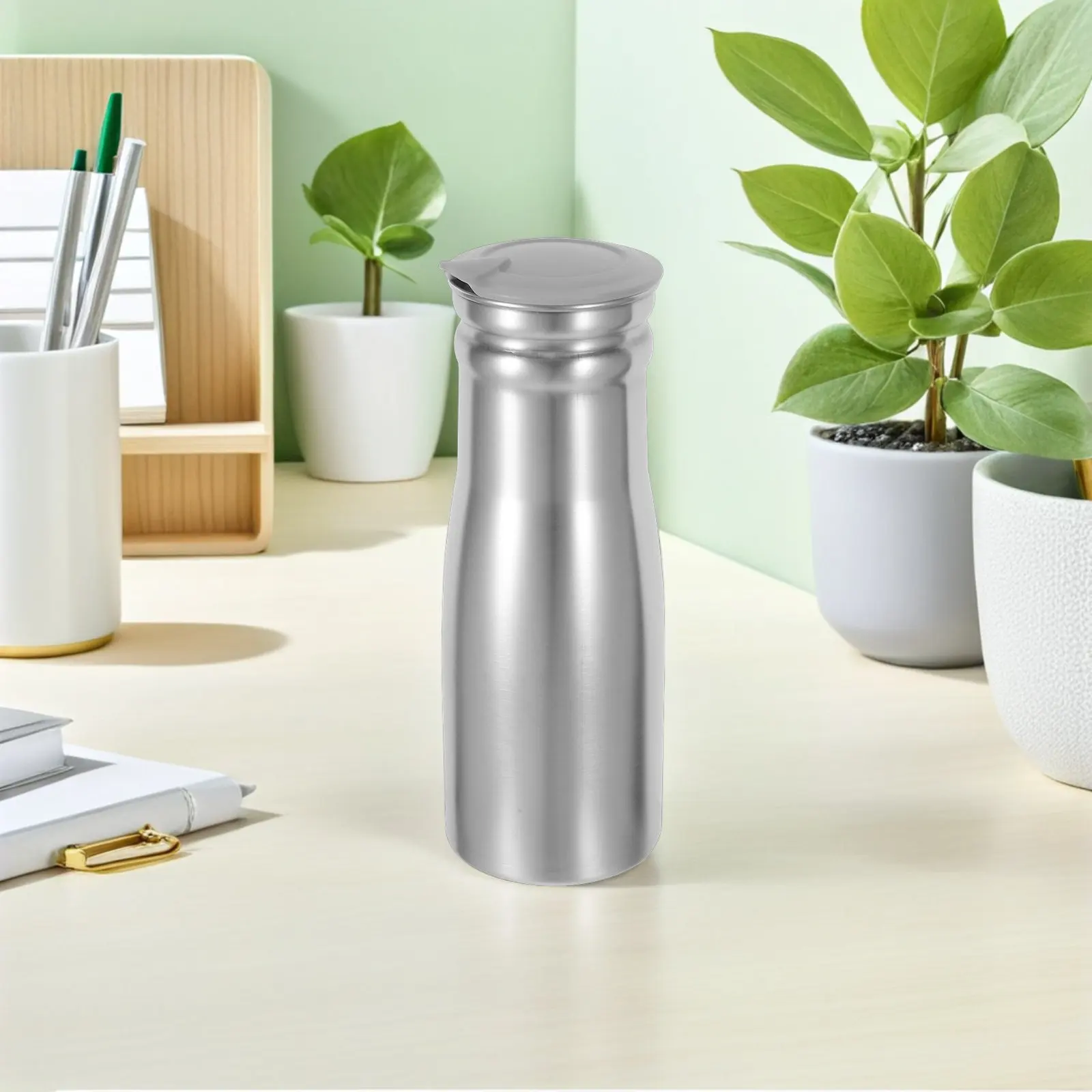 Cold Water Jug Stainless Steel 1000Ml Single Layer Filtered Spout Lid Tea Brewing Juice Beverage Server Beverage Container