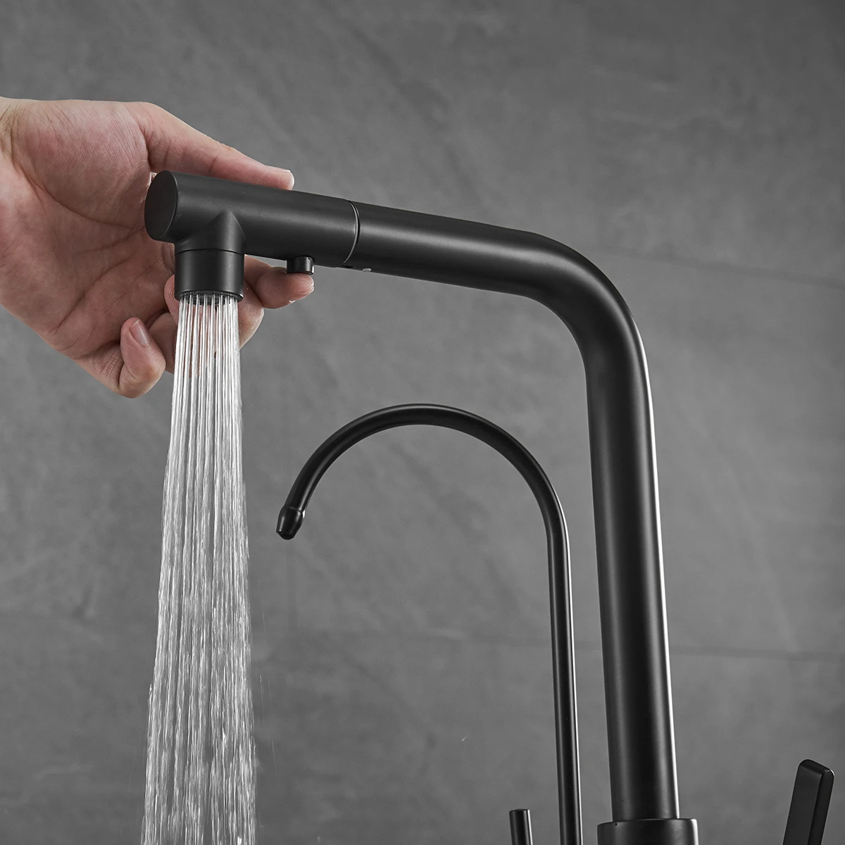 Black Touch Filter Kitchen Faucet Quality Brass Pull Out Kitchen Sink Mixer Faucets Smart Touch on Pull Out Filter Kitchen Tap