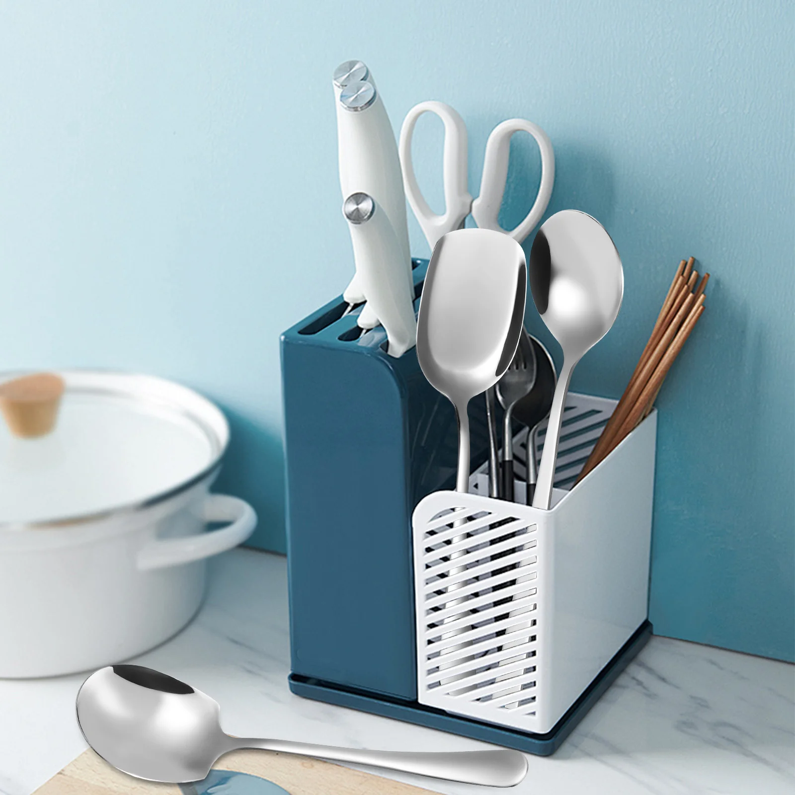 

1Set Stainless Steel Serving Spoons Large Size Polished Surfaces Comfortable Handle Buffet Utensils Serving Spoons