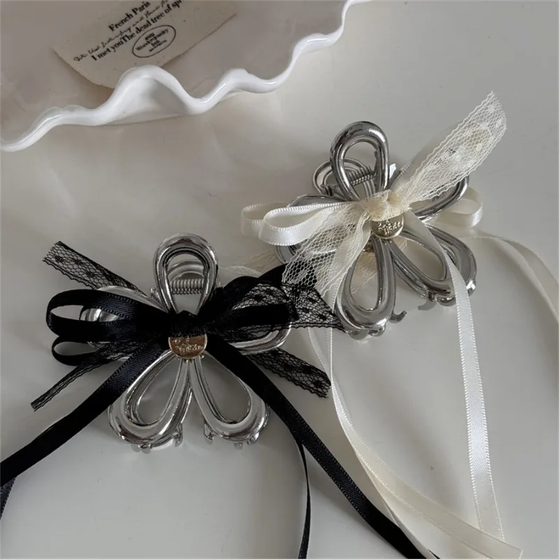 Ballet Ribbon French Bow Strap Flower Hairpin Female Head Spoon Lace Grab Shark Clip Headpiece hair accessories for women