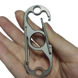 Super fine TC4 Ti  EDC gear keychain titanium S shaped dual double end Carabiner quick release Safety Hook FOB EDC gift