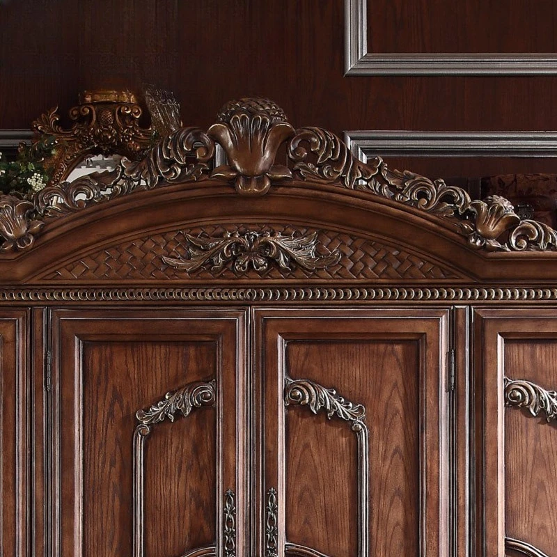 Solid Wood Carved Four-door Wardrobe, Bedroom Four-door Wardrobe, European Style