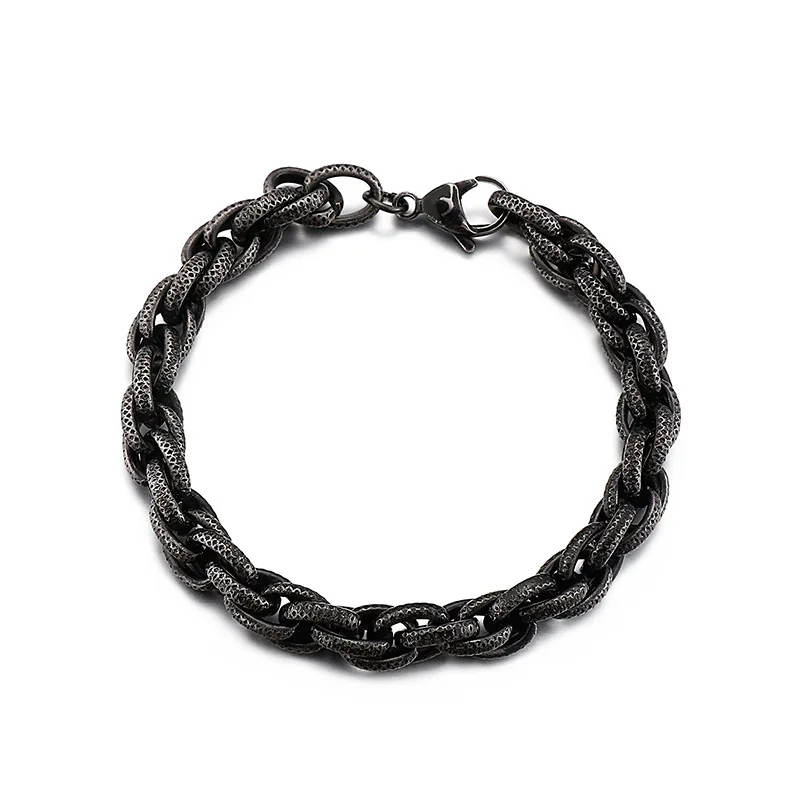 

Stainless Steel Bracelet Retro Black Dot Hip-hop Coarse Fried Dough Twist Chain Titanium Steel Men's Bracelet