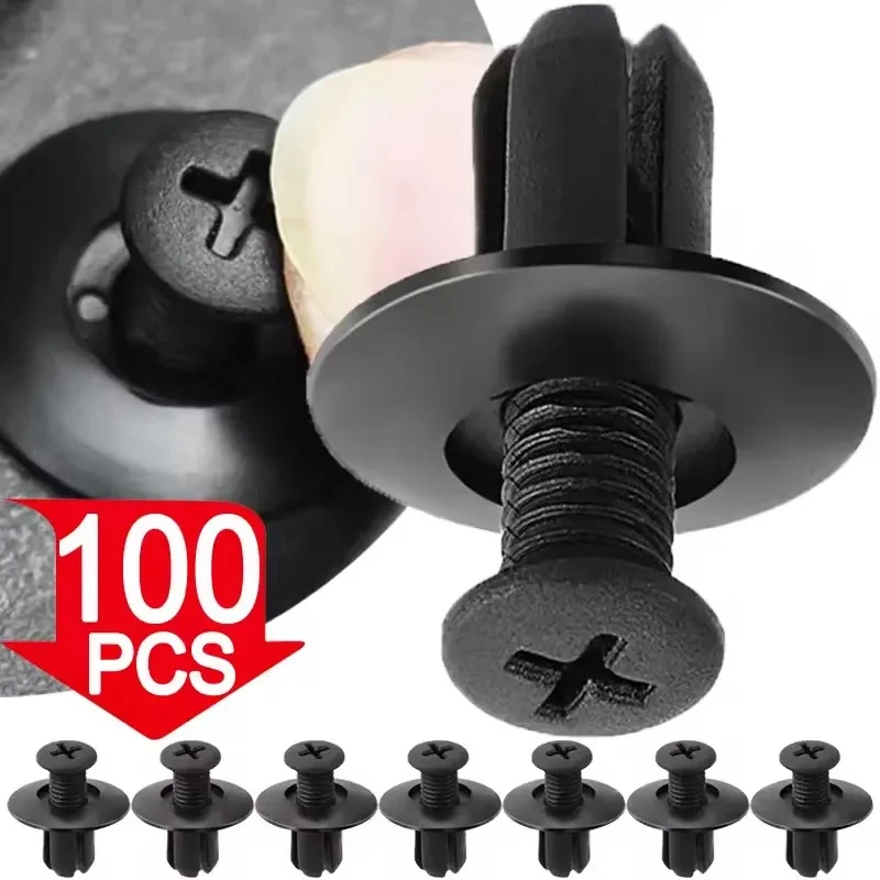 10-60pcs 8mm Plastic Rivets Fasteners Screw Car Bumper Fender Black Rivet Car Fastener Clips for Toyota Focus Kia Nissan Yamaha