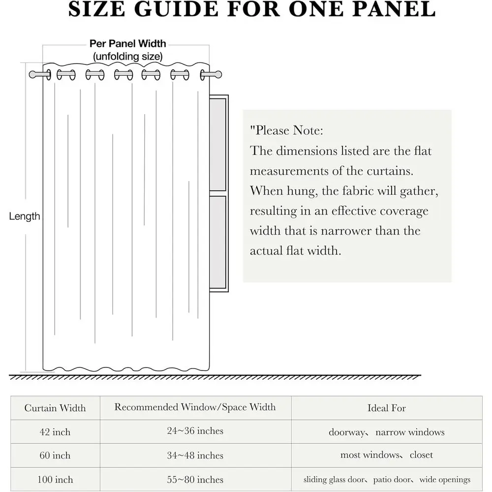 Rideaux de patio à œillets longs Mocha 120 – Obscurcissement de la pièce, isolation thermique, pour espaces de vie et portes coulissantes