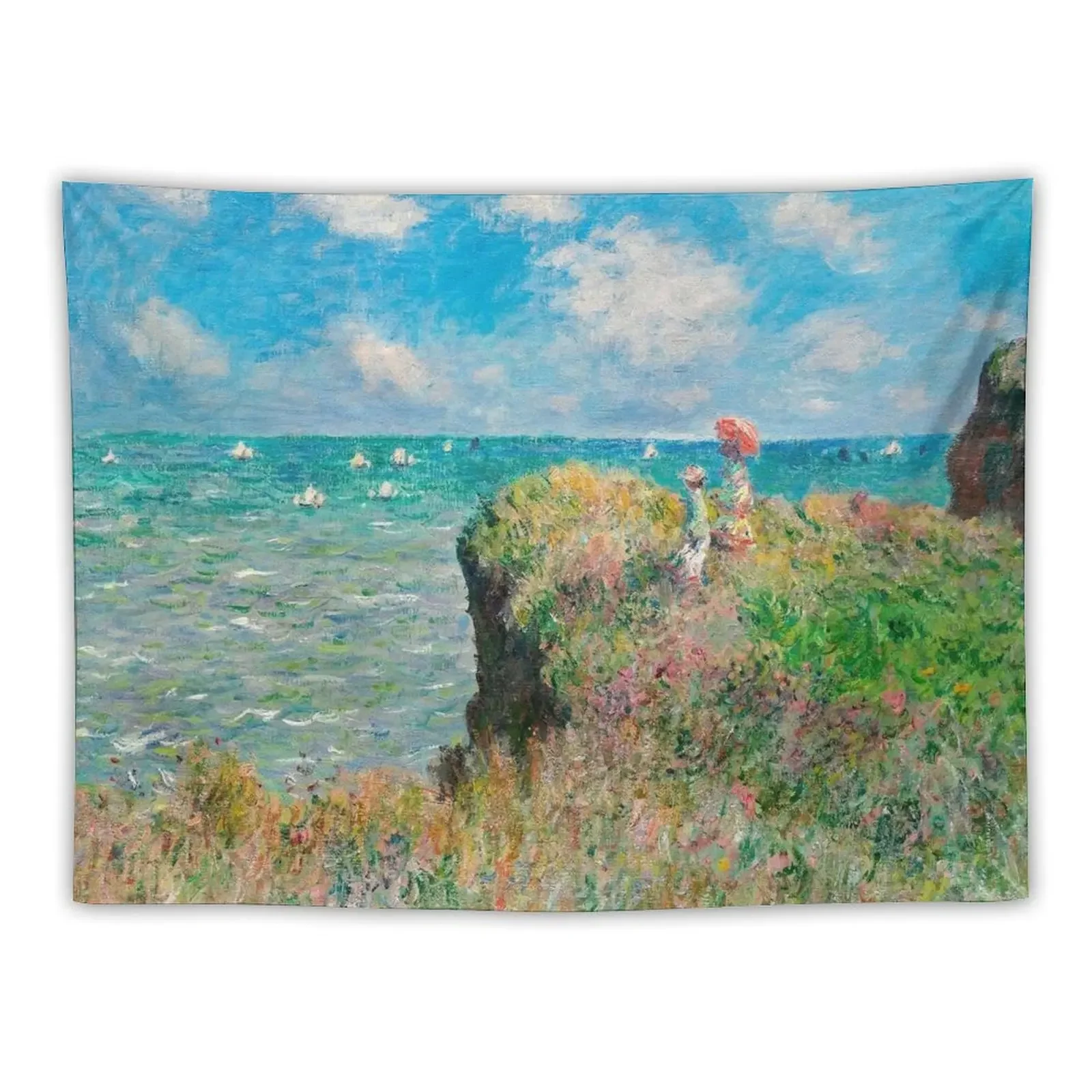 1882-Claude Monet-Cliff Walk at Pourville-66 x 82 Tapestry Things To Decorate The Room Funny Tapestry