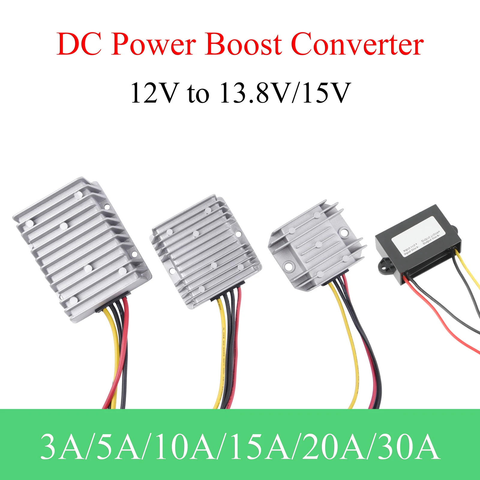 

DC 12V to 13.8V/15V Power Converter Boost Regulator 3A 5A 10A 15A 20A 30A Automotive Step-Down Voltage Power Supply Module