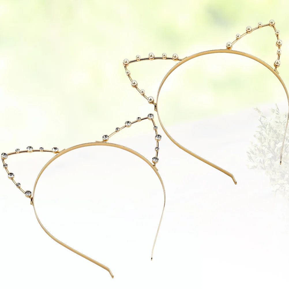 

2pcs Crystal Pearl Hoops Kids Lightweight Hair Decor For Christmas Party Cosplay Performance Hair Accessories Girls Gift