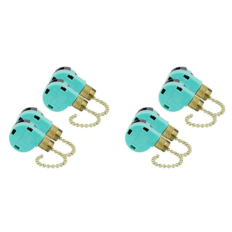 

A98E-8Pcs Ceiling Fan Switch Zing Ear ZE-268S6, 3 Speed 4 Wire Speed Control Pull Chain Cord Appliances Switch Parts (Gold)
