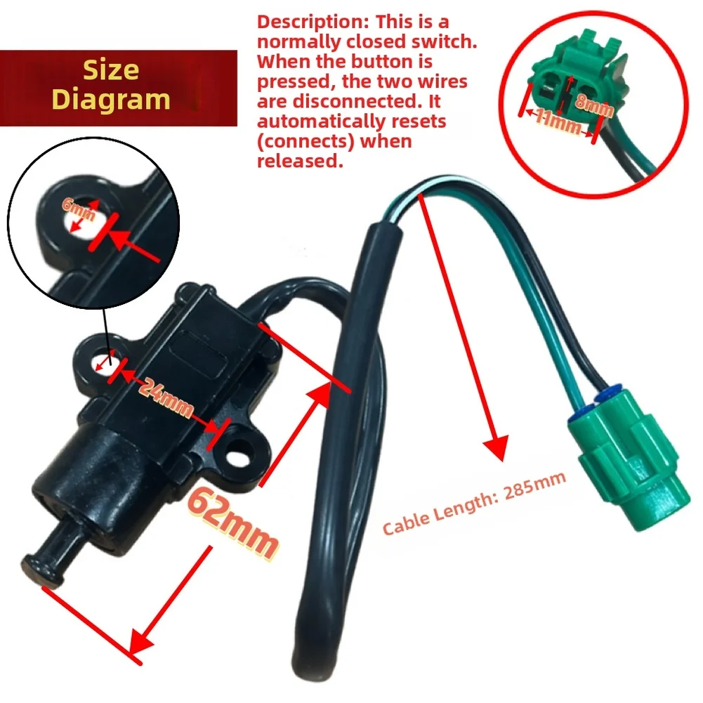 Waterproof Normally Closed Motorcycle Side Stand Switch for Engine Cut Safety with Easy 2 Wire Installation Waterproof