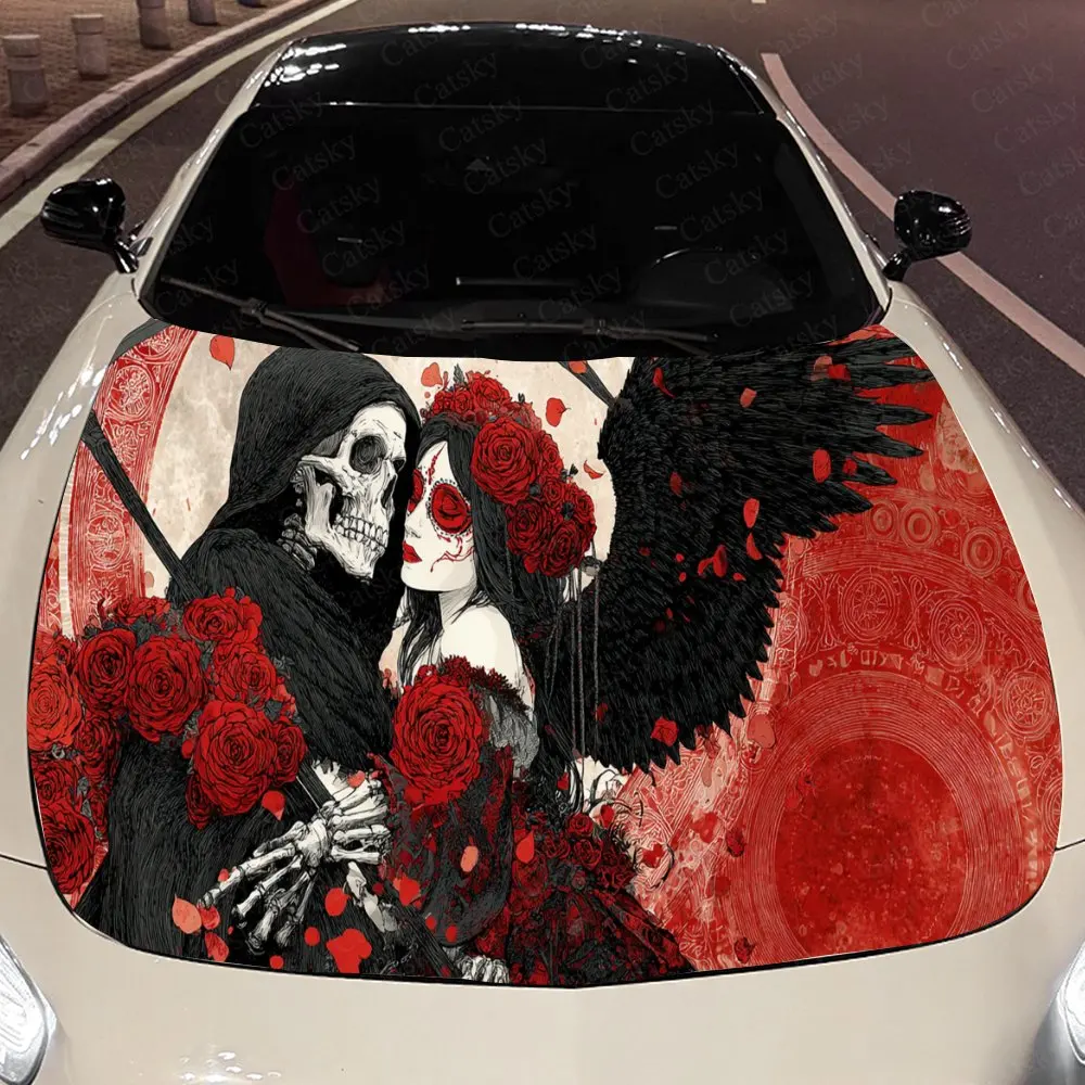 

Reaper & Sugar Skull Girl Car Hood Wrap Color Vinyl Sticker Truck Graphic Bonnet Auto Accessories Decoration Protect Decal Gift
