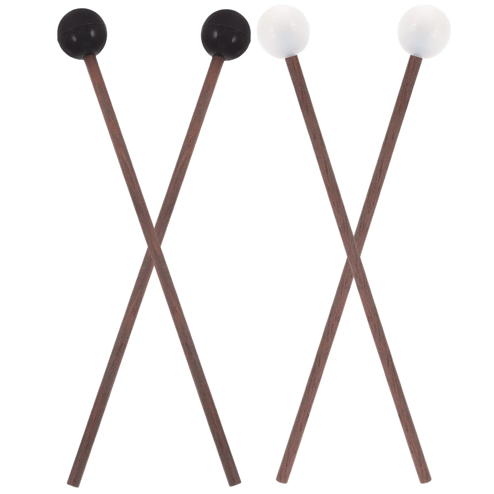 

4pcs Ethereal Drum Mallets Small Drumsticks for Steel Tongue Hollowing Percussion White Black Rubber Wood Accessories
