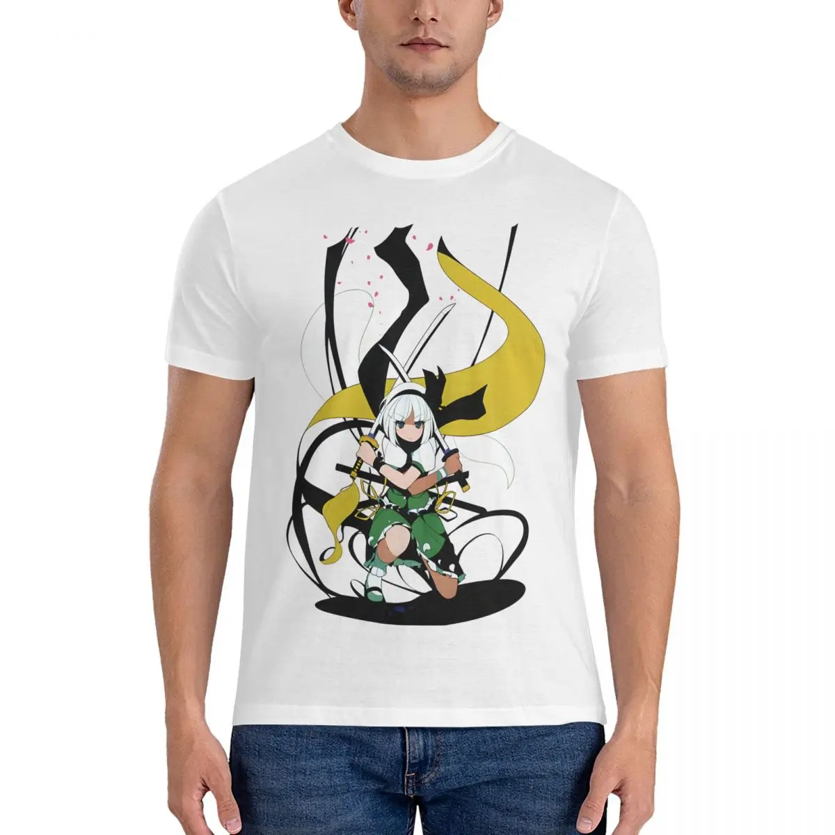 Novelty Youmu Konpaku T-Shirts Men Crewneck Pure Cotton T Shirts Touhou Project Short Sleeve Tees Gift Idea Clothes