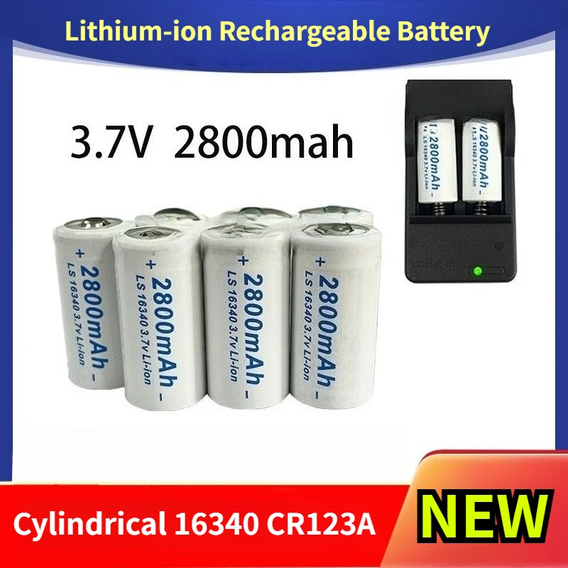 

Cylindrical 16340 CR123A 2800mAh 3.7V Lithium-ion Rechargeable Battery with Charger