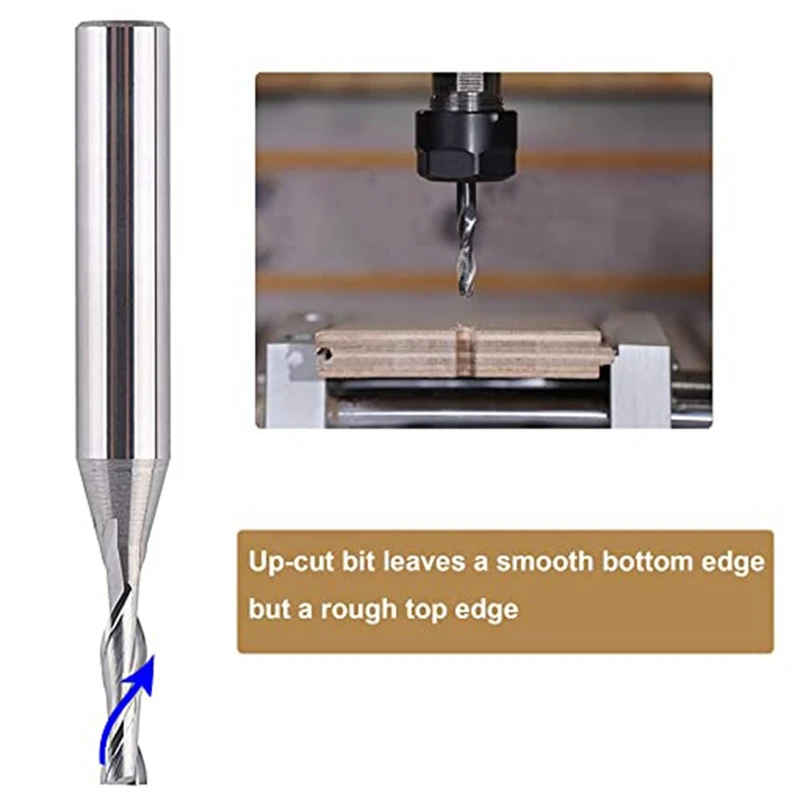 Promotion! 1/8 Cutting Diamter Spiral Upcut Router Bit With 1/4 Carbide CNC Wood Router Bits Set For Plunge Slot Cutter