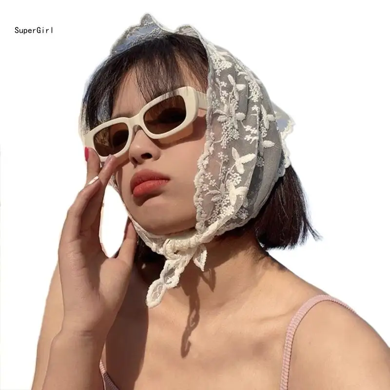 Girl Hair Scarf Flower Pattern Turbans Taking Photo Headscarf Outdoor Kerchiefs J78E